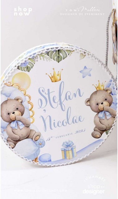 Trusou botez ursulet si broderie personalizata Teddy Bear King 5